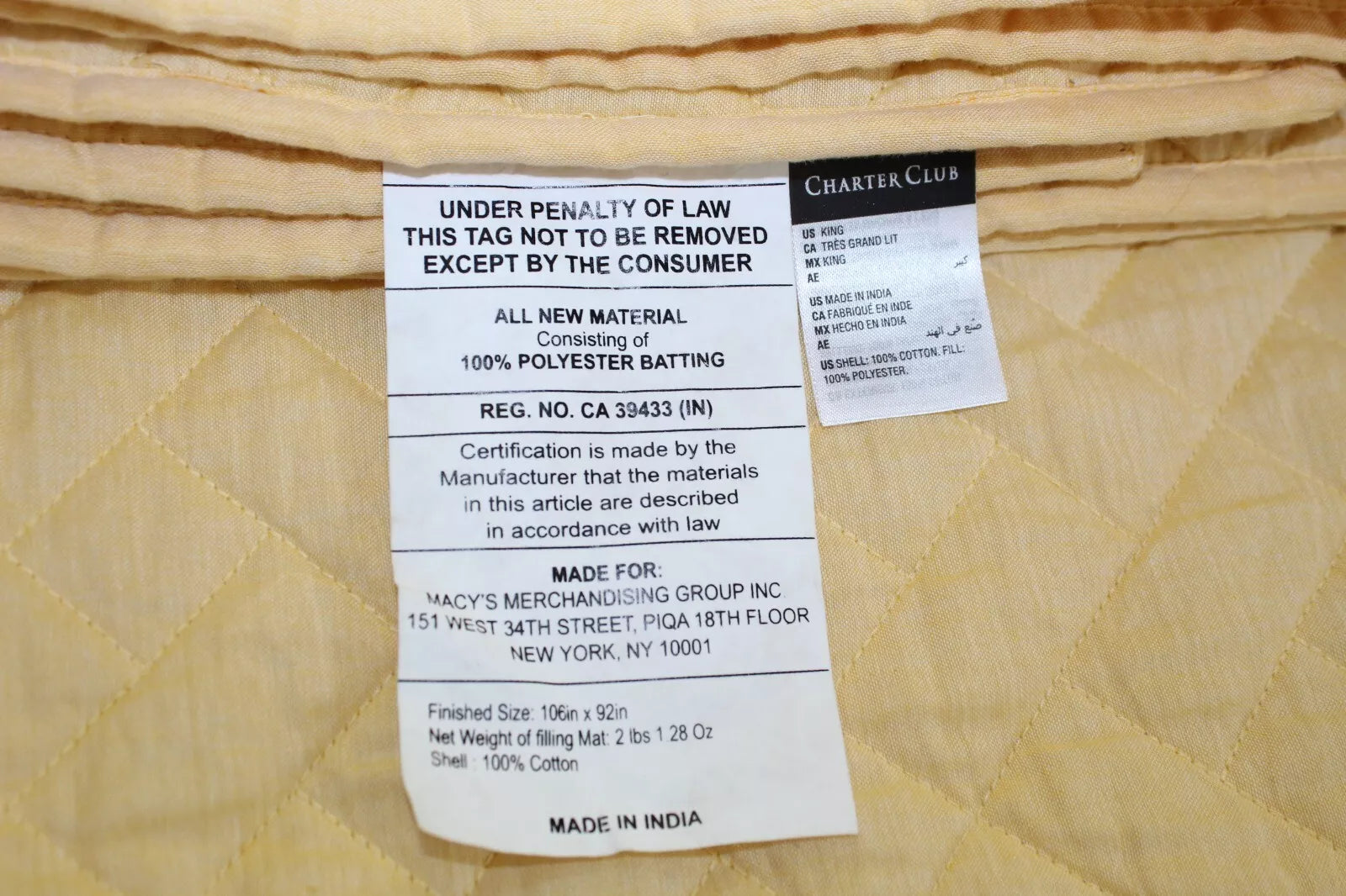 Quilt Charter Club Reversible Chambray King