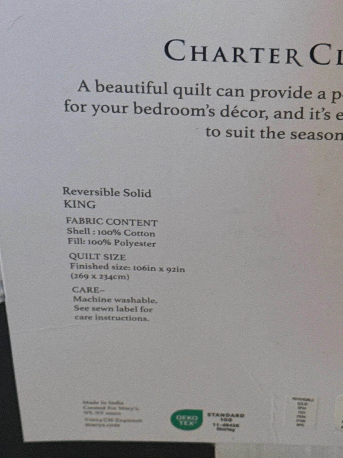 Quilt Charter Club Reversible Chambray King