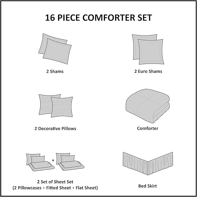 Juego de Edredón 16-pc Madison Park Essentials Zara Jacquard