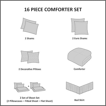 Juego de Edredón 16-pc Madison Park Essentials Zara Jacquard