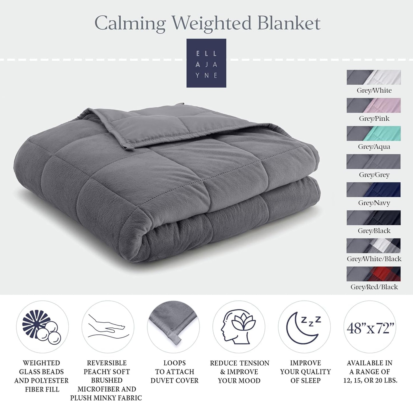 Manta reversible con peso de 15lbs. Ella Jayne