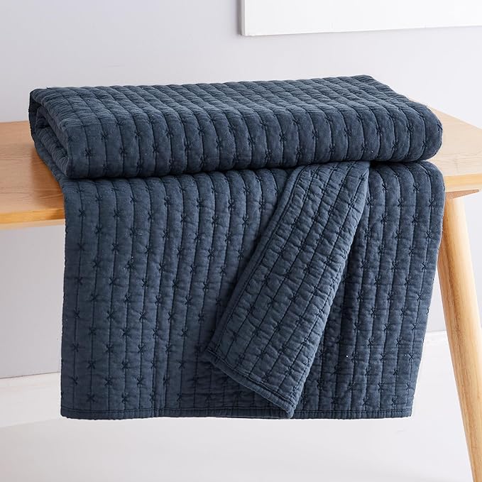 Manta acolchada reversible de punto de cruz 50" x 60"